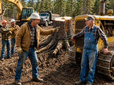 the contractors laughed at the old farmer’s 1948 caterpillar—until the stump revealed what his father had protected for seventy years