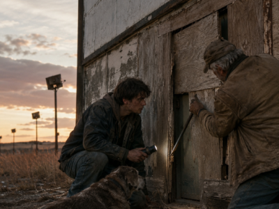 Homeless at 19, Eli Spent $200 on an Abandoned Drive-In Everyone Else Refused to Bid On—Then an Old Dog Led Him to a Sealed Room Behind the Cracked Screen, Where the Owner Had Hidden Far More Than Money