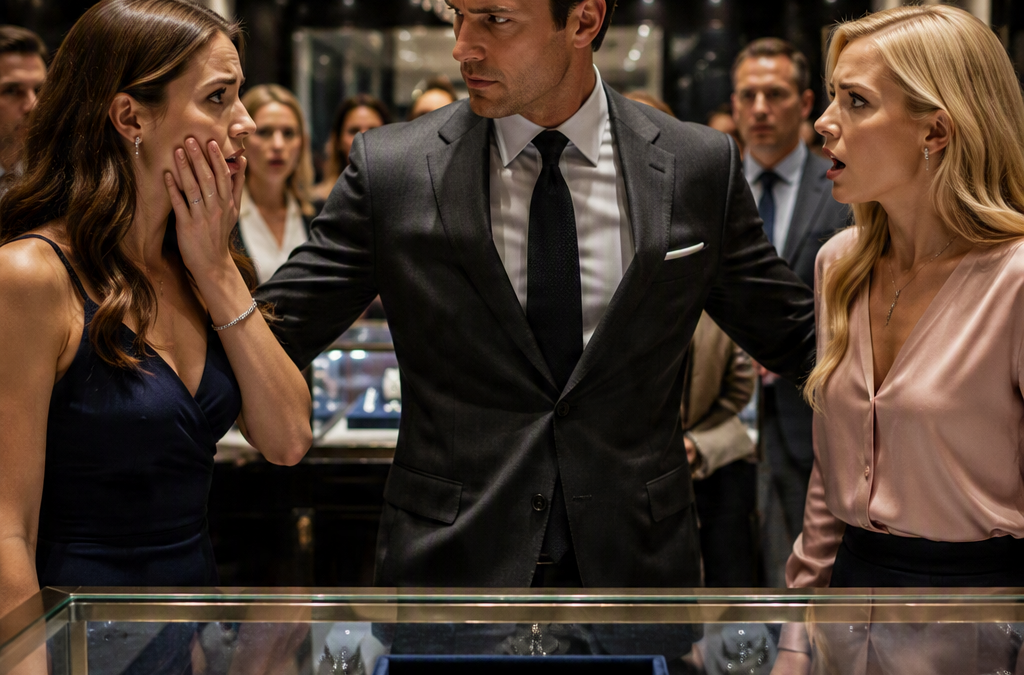 MY JEALOUS SISTER CALLED ME HER SHADOW AND SLAPPED ME BESIDE A $2,800 DIAMOND CASE—THEN THE BILLIONAIRE BEHIND ME SAID FOUR WORDS SHE COULDN’T EXPLAIN…