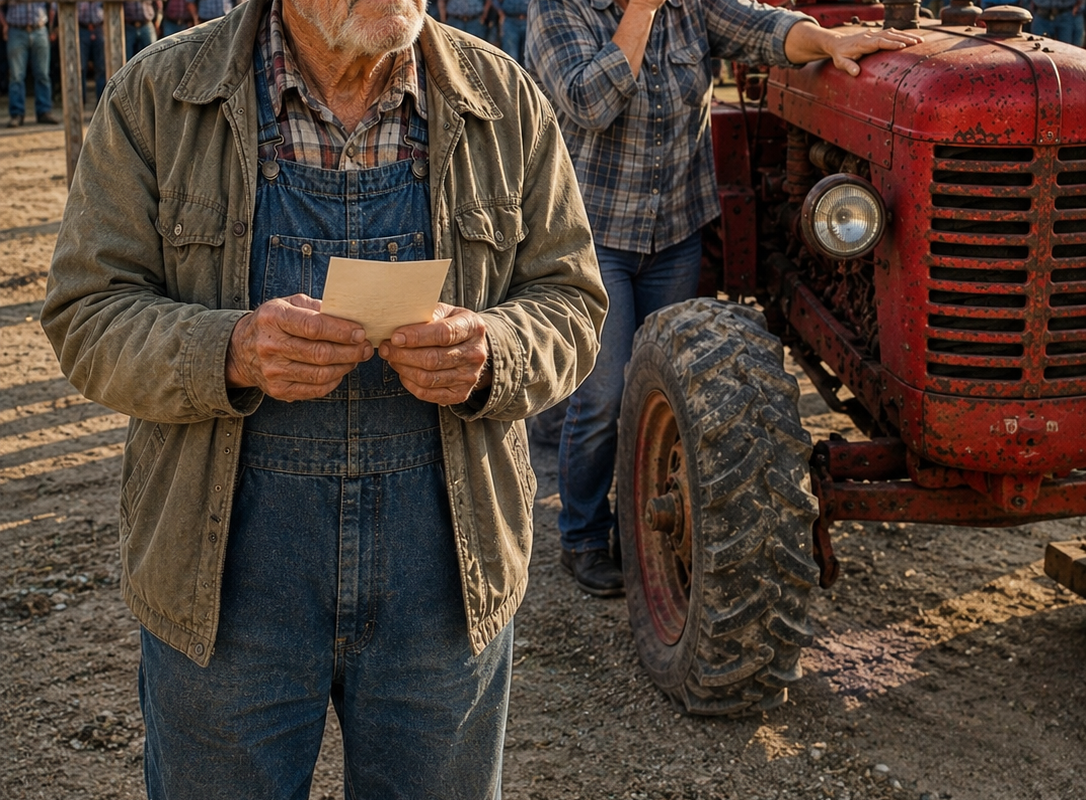 At a Widow’s Farm Auction, an Old Millionaire Bought Her Last Tractor—Then He Saw the Name Scratched Under the Seat