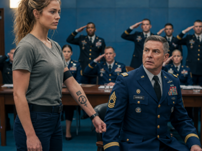 “A Marine knocked the quiet civilian woman to the mess hall floor, but when he saw what slipped from her pocket, his smile suddenly disappeared…”