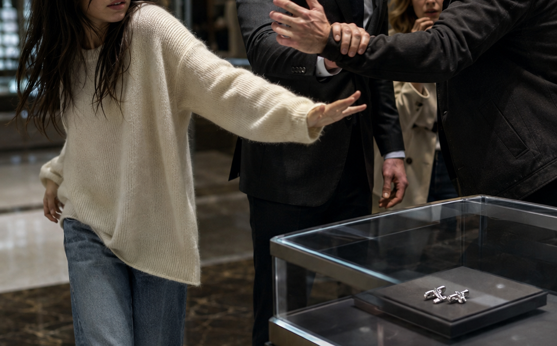 When Her Wealthy Ex Kicked Her Onto the Mall Floor and Called Her a Penniless Stalker, Sadie Refused Her Husband’s Men—Until Trevor Raised His Hand Again and the Silent Stranger Beside Her Revealed Why Every Powerful Person in the Boutique Had Suddenly Stepped Back