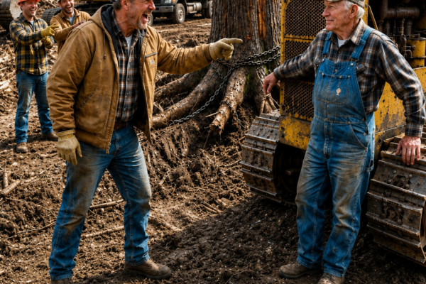 the contractors laughed at his 1948 caterpillar until the old farmer uncovered what his father had protected beneath one stubborn pine for sixty years