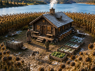 they laughed when the widow wrapped her cabin in dead sunflowers — then the blizzard came for every house in the valley