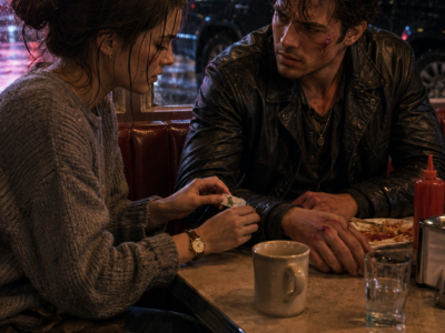 She Asked a Wounded Stranger, “Can I Sit With You?”—Never Knowing He Was an Enforcer Hiding From Her Mafia-Boss Father, or That the Cheap Diner Booth Where Nora Hayes Offered Him a Dinosaur Bandage Would Become the One Place Jack Chose Her Life Over His Own