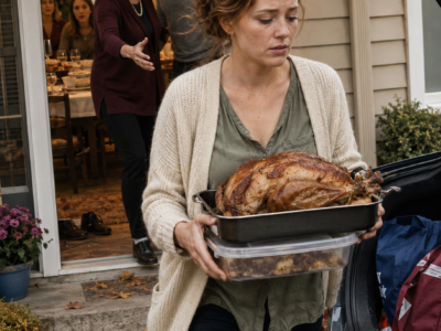 I had spent two days cooking Thanksgiving dinner for my husband’s family when my mother-in-law lifted one of my homemade rolls, pressed it between two fingers, and said, “Evan’s old girlfriend used to bring the lightest rolls.” My husband heard her. His sister laughed. Nobody corrected either of them. So I walked into the kitchen, packed the turkey, pies, potatoes, and every dish I had made, buckled my five-year-old into the car, and took Thanksgiving with me.