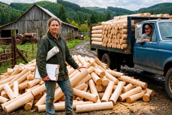 for ten years the veneer plant dumped its unwanted wood at her farm gate—then the woman they laughed at built a $350,000 post company from what everyone called trash