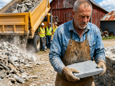 the quarry dumped broken flagstone along his fence for 12 years—then a 61-year-old farmer turned the waste pile into a stone brand worth millions
