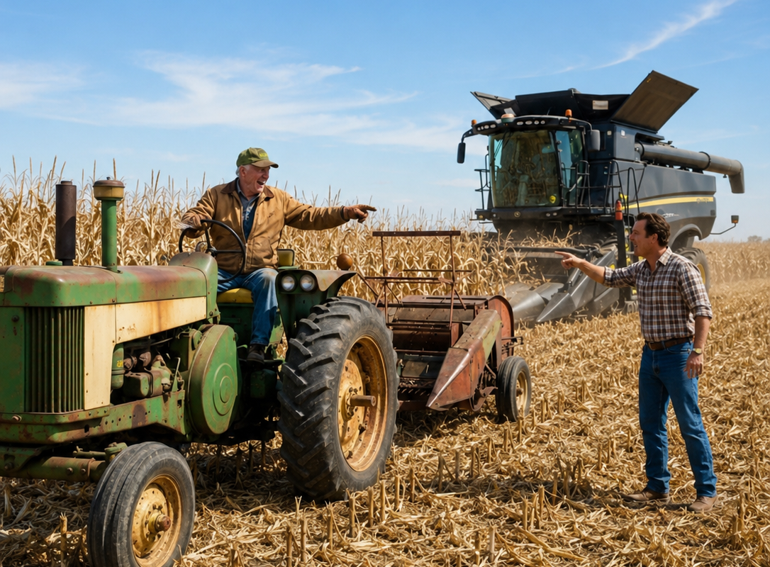 his $487,000 combine died with rain hours away, but a 79-year-old farmer’s 1951 machine carried the harvest—and a forgotten legacy—through the storm
