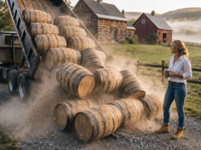 the winery dumped 800 ruined oak barrels behind her inherited farm, but the young woman everyone pitied turned their waste into a six-figure legacy
