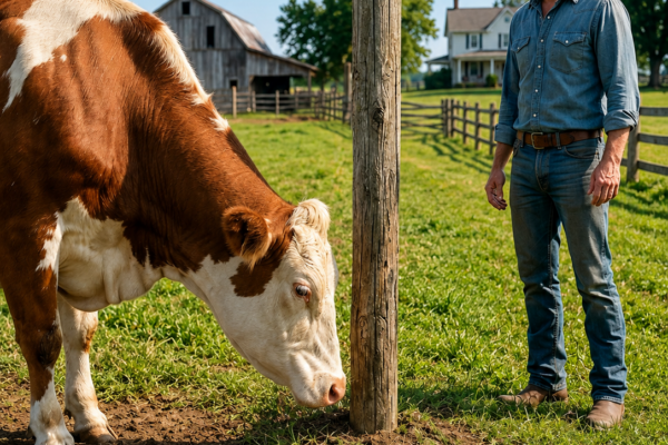 his old cow kept staring at the same broken fence post—then the single father dug beneath it and uncovered what everyone else had missed for sixty years
