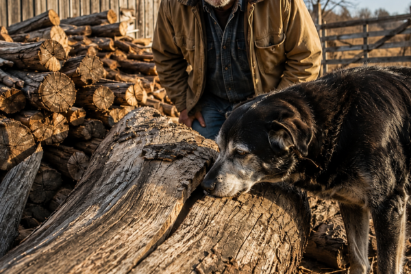 his old dog guarded one forgotten log for three days—then the farmer discovered a century-old secret that saved the family farm