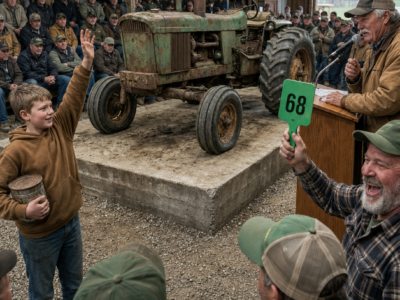 the men at the farm auction laughed when a twelve-year-old spent his last dollar on a dead tractor—then he opened his grandfather’s manual and saved the land they thought was already lost