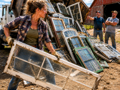 they laughed when the widow hauled 300 broken windows home, but two years later the greenhouse beside her barn had earned $180,000 and brought the old mill’s forgotten glass back to life