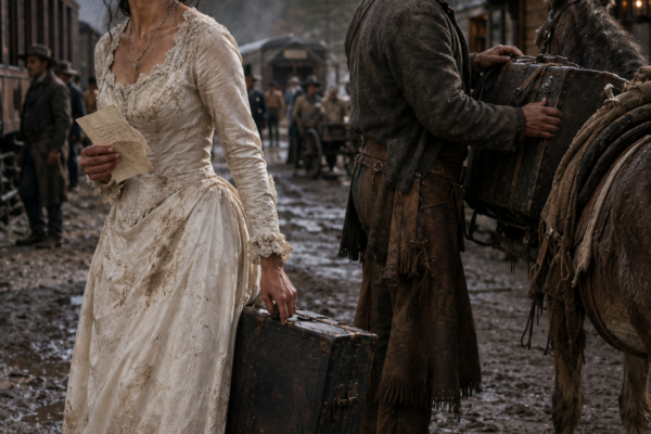 The Jilted Bride Had No Money and Nowhere to Sleep in Red Creek—Then a Silent Mountain Man Lifted Her Trunk Onto His Mule, Asked If She Had Anywhere to Go, and Gave Her an Answer That Frightened Her More Than Being Abandoned