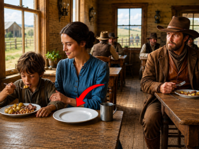 She gave her hungry son the only supper she could afford — but the rancher across the room noticed her empty plate and changed their winter forever