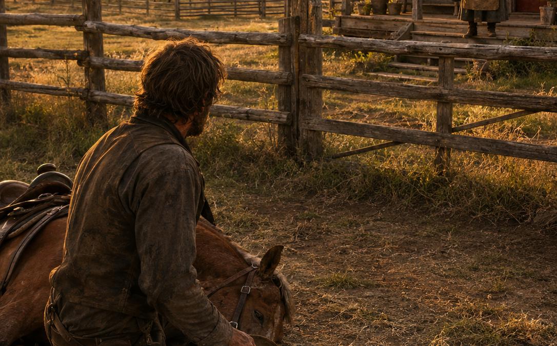 Caleb Whittaker Returned Broke After Seven Years Chasing Gold and Dropped to His Knees When He Saw His Dead Father’s Ranch Still Thriving—Then a Stranger With a Cast-Iron Skillet Stepped Onto the Porch and Told Him She Had Kept Every Fence, Animal, and Promise Alive