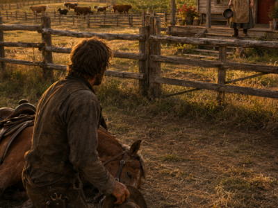 Caleb Whittaker Returned Broke After Seven Years Chasing Gold and Dropped to His Knees When He Saw His Dead Father’s Ranch Still Thriving—Then a Stranger With a Cast-Iron Skillet Stepped Onto the Porch and Told Him She Had Kept Every Fence, Animal, and Promise Alive