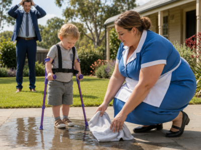 A caregiver broke the billionaire’s strictest rule and helped his son stand for the first time. He ordered her out, until the boy pointed behind his father and asked who put it there…