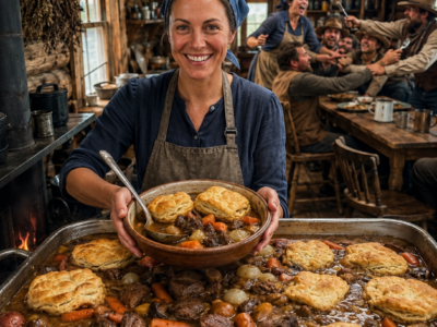 they sent the widow to the filthy bunkhouse kitchen as punishment—but two months later, four trail bosses stood at her door begging for her table