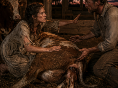 Caleb Roark Paid Ten Dollars to Free the Silent Barefoot Woman From an Auction Rope—But When She Stopped His Dying Cow’s Labor, Warned Him Before Lightning Struck, and Refused to Leave His Lonely Ranch, He Realized the Town Feared the Very Gift That Was Keeping Them Alive