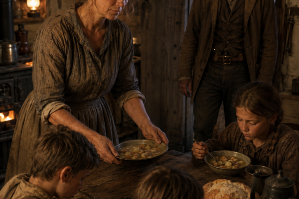 He Said She Wasn’t the Woman He Ordered—Until the Forty-Three-Year-Old Housekeeper Walked Past Him, Found His Feverish Baby and Two Hungry Children, and Put a Hot Supper Before Them That Forced the Grieving Cattleman to Admit What His Pride Had Nearly Cost