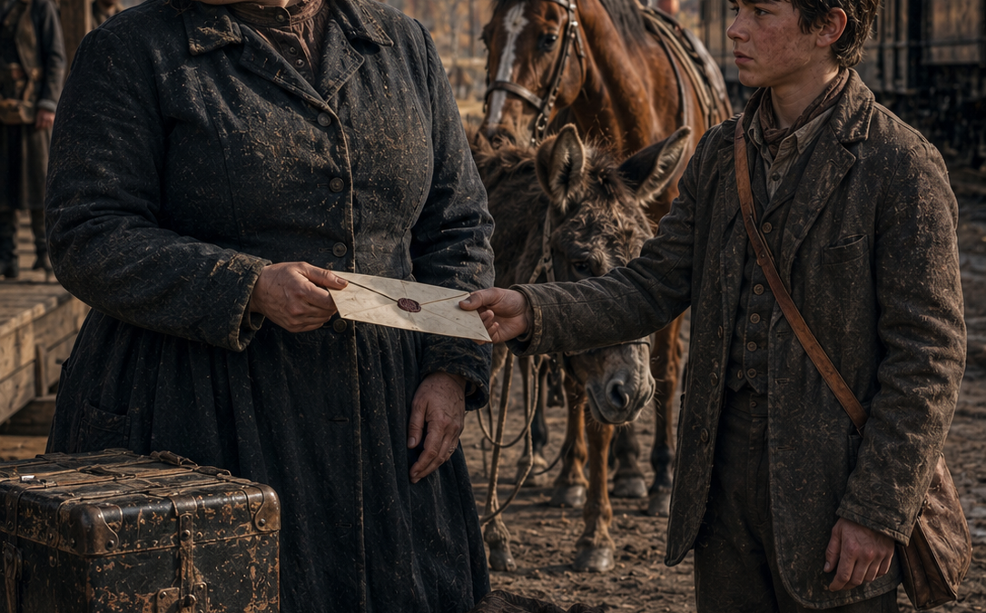 She Arrived in Black Ridge Valley to Marry a Widower She Had Never Met—But Before the Train Could Leave, His Fourteen-Year-Old Son Put a Deathbed Letter in Her Hands and Told Her Six Children Were Waiting at a Cabin With No One Else Coming