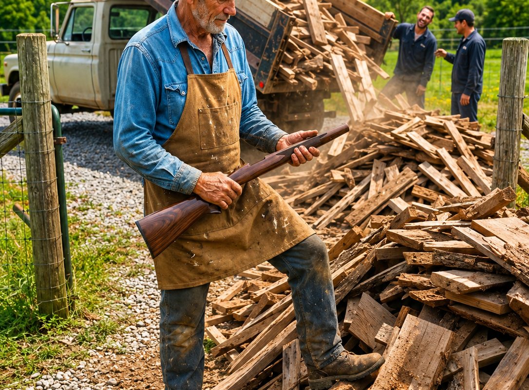 the casket factory dumped walnut scraps at his gate for sixteen years—then the widowed farmer turned the wood nobody wanted into a half-million-dollar legacy