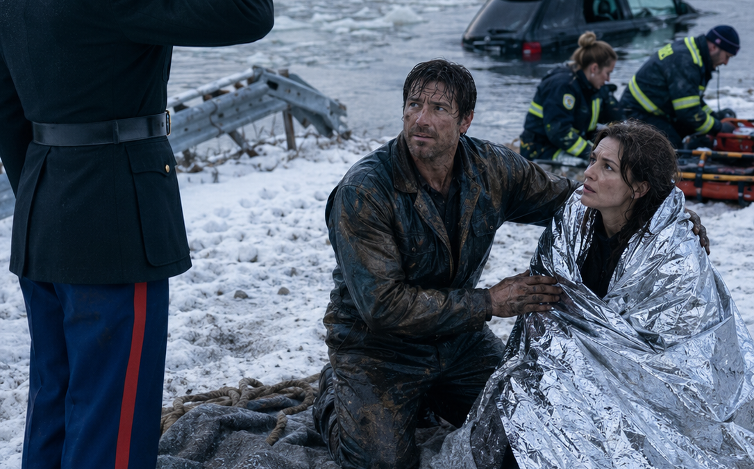 A Single Father Dragged a CEO From an Icy River and Refused Her Money—Then a Marine Colonel Saluted the Grease-Stained Mechanic, Exposing a Past He Had Hidden for Eleven Years and Forcing Her to Question the Powerful Chairman Who Had Sent Her Down That Road