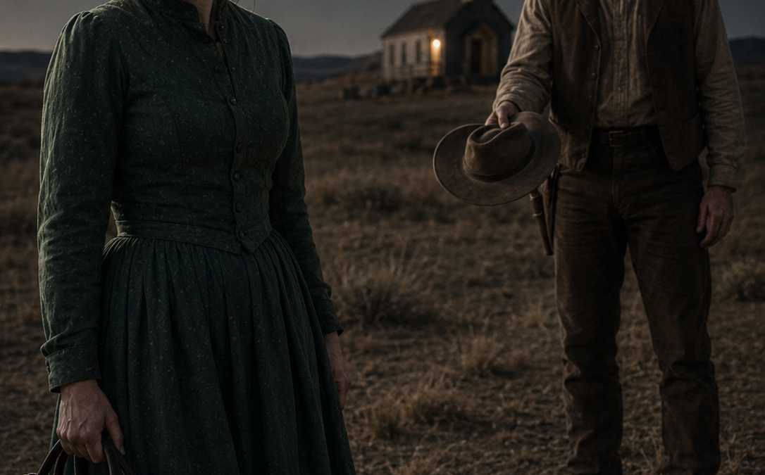 Rejected After Crossing Half a Continent to Become a Mail-Order Bride, Evelyn Mercer Walked Out of Dry Hollow in Tears—Then Widowed Rancher Caleb Ward Stepped From the Darkness and Offered Her a Home, His Name, and Two Grieving Children He Could No Longer Reach Alone