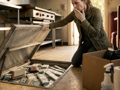 she came home to empty her dead father’s ruined roadside diner, but the steel box beneath the pantry floor held the truth her brother tried to sell away