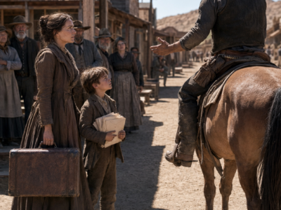 The Mail-Order Bride Was Rejected Before Forty-Seven Witnesses Because She Brought Her Son—Then a Weathered Cowboy Rode Into Town, Said Pine Ridge Had Been Waiting for Them Both, and Offered Her Work That Would Decide Whether an Entire Frontier Settlement Survived