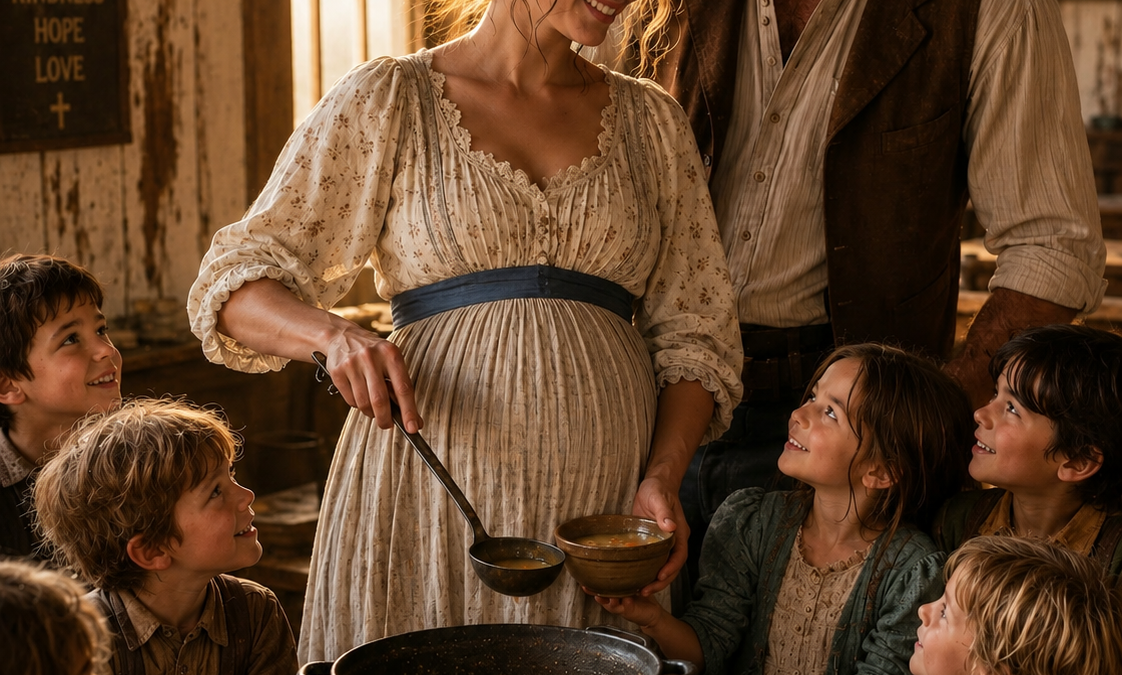 A PREGNANT WIDOW COOKED MEALS FOR EVERY ORPHAN, UNTIL A WEALTHY RANCHER SAW HER GENEROUS SPIRIT