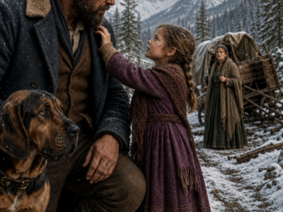 A man who hadn’t spoken to another person in four years watched a broken wagon limp up his mountain trail—Then a seven-year-old girl walked straight up to him, looked at his scars, and asked “Did it hurt? Mama can fix that”
