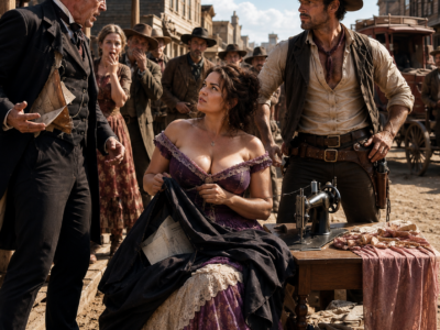 Everyone Laughed When The Broke Cowboy Asked The Abandoned Bride If She Knew How To Sew — Until Her Needle Uncovered A Secret So Dangerous It Began To Unravel The Powerful Man Who Thought He Owned The Entire Town