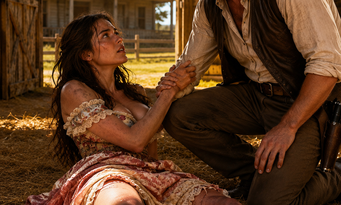 “I can’t close my legs,” the young woman gasped from the barn floor. Elias Boone knelt beside her—and the moment he saw the dark bruises and deep marks around her ankles, he knew this was no riding accident. **Someone had deliberately left her there.**
