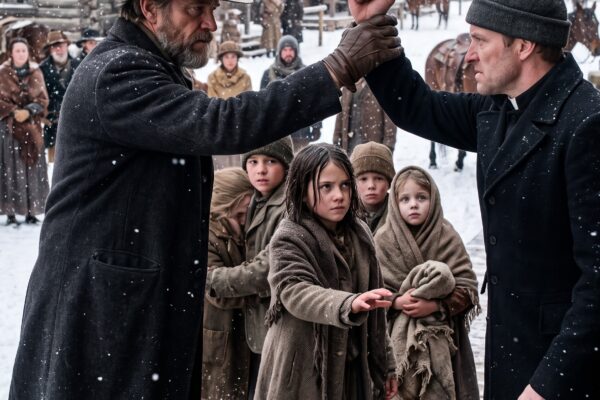 They Called Five Orphans Unwanted and Tried to Separate Them in the Wyoming Snow—Until Wealthy Rancher Nathaniel Harlan Stopped a Man From Striking Ten-Year-Old Clara, Paid to Keep Every Child Together, and Offered Them Something Far More Dangerous Than Charity: A Home They Were Terrified to Believe Could Last