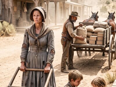 “My Children Haven’t Eaten Today,” the Widow Told a Drought-Hardened Rancher—So Elias Mercer Filled His Wagon With Food, Offered Her Paid Work Through Winter, and Never Expected the Woman Refusing Charity Would Bring Life Back Into the House He Had Kept Empty for Eight Years