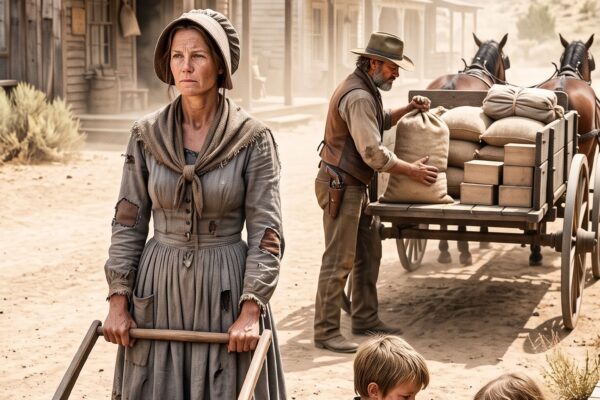 “My Children Haven’t Eaten Today,” the Widow Told a Drought-Hardened Rancher—So Elias Mercer Filled His Wagon With Food, Offered Her Paid Work Through Winter, and Never Expected the Woman Refusing Charity Would Bring Life Back Into the House He Had Kept Empty for Eight Years