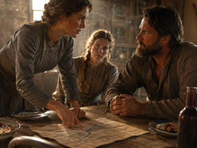 She Wore Her Mended Gray Dress to Meet the Mountain Rancher Holding Her Family’s Debt—But When Nathan Holt Asked Clara How She Would Save the Dying Pasture, Her Answer Made Him Look Past the Failing Ranch and Toward the Woman Who Had Quietly Kept It Alive