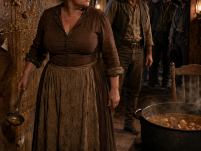 The Ranch Hands Called Caleb Whitmore’s Quiet, Full-Figured Bride Too Soft for Montana—Until Margaret Hurled Their Stew Against the Wall, Faced the Man Who Questioned Why She Stayed, and Made Twelve Cowboys Realize the Woman They Had Judged Was Becoming the Heart of Broken Willow Ranch