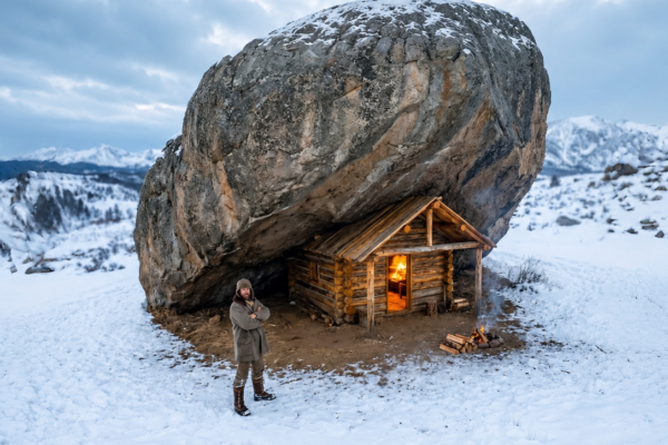 He Built His Cabin Under a Giant Boulder — He Lit One Fire and the Rock Held Heat for Days