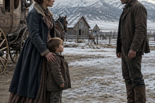 The Rancher Hired a Cook for Winter—Then Clara Stepped Down From the Stagecoach With a Three-Year-Old Boy Wearing Eli Thornton’s Gray-Blue Eyes, and Before She Could Explain Why She Had Hidden Him, the Child Looked Up at the Stranger and Said, “You Look Like Me”
