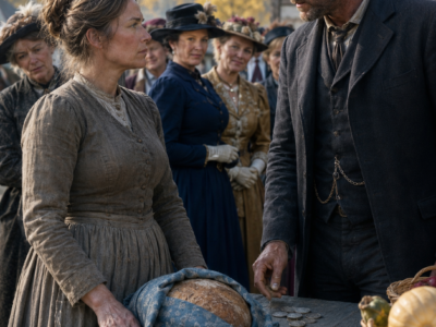The Women of Willow Creek Laughed at Evelyn Carter’s Rough Sourdough Loaf—Until Widowed Rancher Cole Walker Tasted It, Put His Silver on the Table, and Told the Room He Wasn’t Offering Charity, Leaving Everyone to Wonder Why He Had Already Been Watching Her