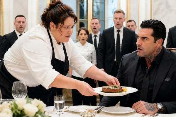 THE PLUS-SIZE CHEF TORE THE POISONED PLATE FROM THE MAFIA BOSS’S HAND—THEN HE SEATED HER AT HIS RIGHT SIDE AND DARED THE TRAITOR IN HIS HOUSE TO TOUCH HER