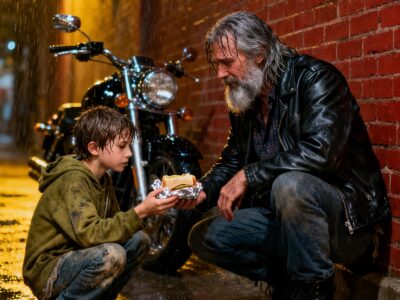 HOMELESS BOY GAVE HIS ONLY SANDWICH TO A DYING BIKER – THEN THE ENTIRE CLUB CAME BACK FOR HIM