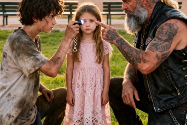 “DADDY… I THINK I SEE SOMETHING”: A HOMELESS BOY WARNED 14 BIKERS ABOUT MY DAUGHTER’S EYE, AND THEN EVERYTHING BROKE OPEN