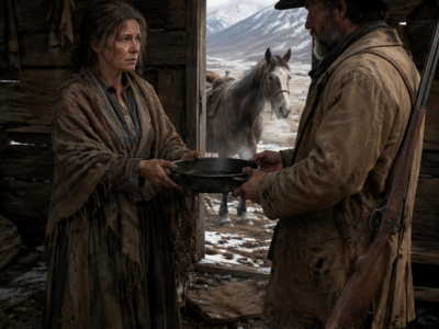 She Had Not Eaten in Three Days When a Mountain Rancher Found Her Freezing in an Abandoned Line Shack—Then He Handed the Widow a Cast-Iron Skillet Instead of Pity, Never Imagining That Before Winter Ended, She Would Become the One Keeping Both of Them Alive