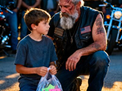 THE LITTLE BOY COLLAPSED WITH A PLASTIC BAG – WHAT 500 BIKERS FOUND INSIDE LEFT THE WHOLE ROOM IN TEARS