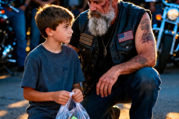 THE LITTLE BOY COLLAPSED WITH A PLASTIC BAG – WHAT 500 BIKERS FOUND INSIDE LEFT THE WHOLE ROOM IN TEARS
